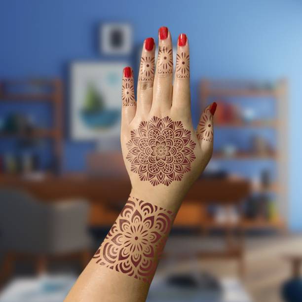 IVANA'S Ivana's Stencil Premium Collection DIY Kit For HAND Henna Tattoo Stencil Set for Women, Girls, Hand, Finger Attractive Design Temporary Tattoo -