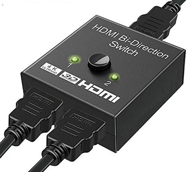 GIPTIP  TV-out Cable HDMI Switch 3D - 2 Port Bi-Directional Manual Button HDMI Switch 2 in 1 Out or 1 in 2 Out Splitter Supports 1080p 2k 4k Full hd Support -HDMI Switch