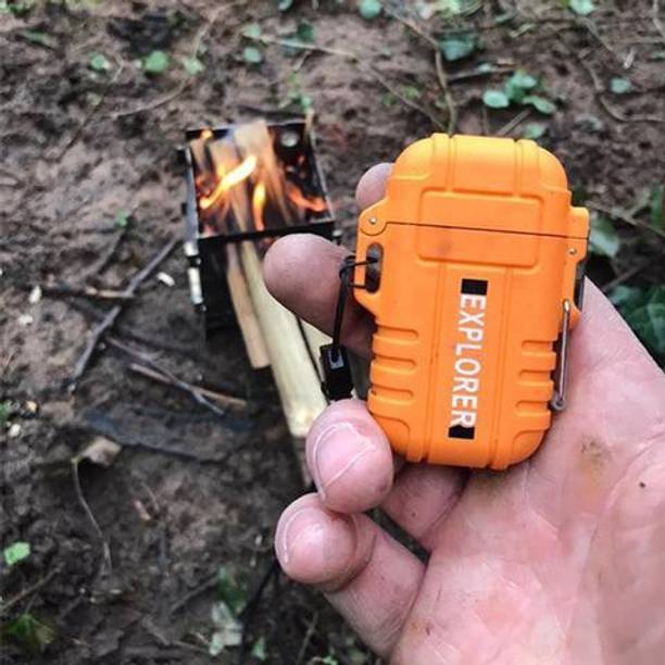 Explorer Waterproof Double ARC Plasma Heavy Alloy Made Flameless Rechargeable Lighter | Military Green Windproof and Waterproof Beautiful And Gifting Purpose For Cigarette Lovers Mini Pocket Size Lighter | No Flame | No Gas | No Smell | Cigarette Lighter