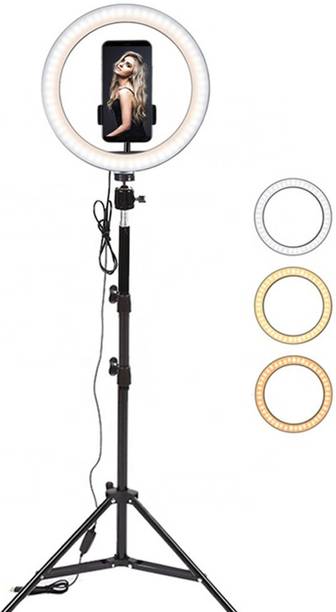Webilla Selfie Ring Light Tripod Kit, Phone Holder, Aluminum Stand Extends to , USB Powered, Compatible with iPhone & Android, 3 Color Modes, Video, Photos, Makeup, TikTok Ring Flash