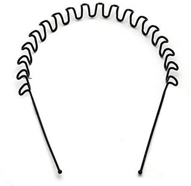 KK CRAFT Zigzag Headband For Unisex Wavy Hair Band For Boys And Girls ,Black Metal Zig Zag Wave Hairband - Unisex (Pack of 1) Hair Band