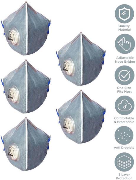 Venus Safety and Health Anti Pollution Mask For Men Kids Women Reusable Washable Mask Breathable Face Mask With Adjustable Noseclip Headloop Surgical Mask High Quality Anti Virus Mask Fabric Mask With Filter Multi Layer Cotton Mask Premium Protection N95 Grey Mask Reusable, Washable