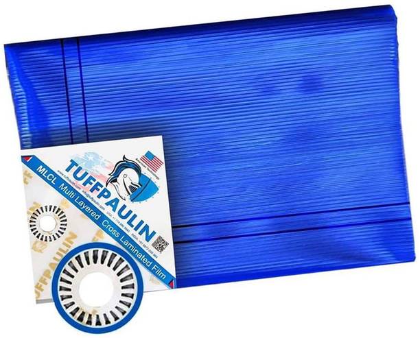 TUFFPAULIN 21FTX18FT-120GSM-BLUE Tarpaulin Tent - For 8 Persons, Truck body, Car, Bike and Train Wagon Cover, Grain Covers