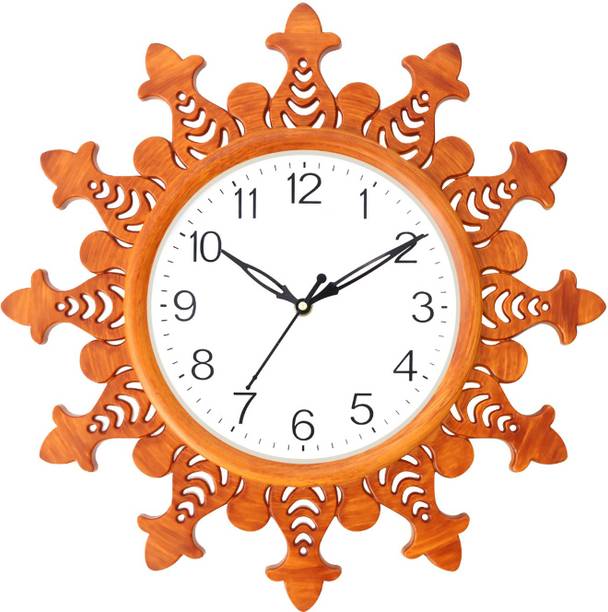 Masstone Analog 35.5 cm X 35.5 cm Wall Clock (Beige, With Glass, Standard)