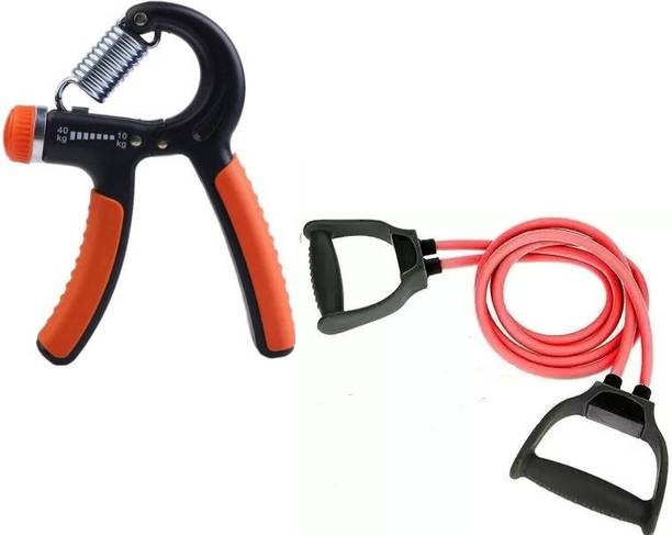 EMMKITZ Combo Rope Rubber Bands for Fitness Exercise Resistance Tube with gripper Home Gym Hand Grip/Fitness Grip