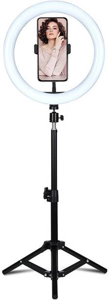 Webilla 10.2" Selfie Ring Light with 65" Adjustable Tripod Stand & Phone Holder for Live Stream/Makeup, Upgraded Dimmable LED Ringlight Ring Flash