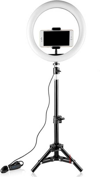 Wrapo 10 inch Selfie LED Ring Light with Tripod Stand, Adjustable Phone Holder for Make Up | You-Tube Video's | Photo-Shoot | Live Streaming & Many More Compatible with All Mobile Ring Flash