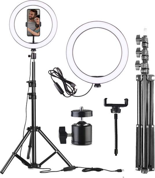Webilla Selfie Ring Light with 3 Color Modes Extendable Tripod Stand Phone Camera Holder, 120 Bulbs 10 Brightness Dimmable LED for Photography Makeup Live YouTube Video TikTok Flash