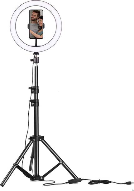 Wrapo 10 Inch Selfie Ring Light Tripod Kit, Phone Holder, Aluminum Stand Extends to 50", USB Powered, Compatible with iPhone & Android, 3 Color Modes, Video, Photos, Makeup, TikTok Ring Flash