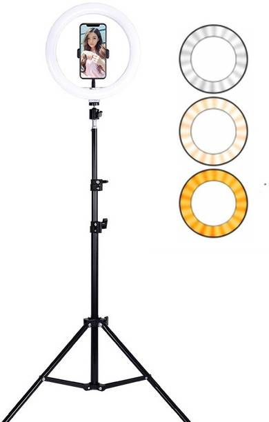 Webilla Ring Light with Phone Tripod Stand Dimmable LED Camera Ringlight for Selfie/Video Recording/Live Streaming/YouTube, Included Tablet Holder Stand for iPad iPhone & Android Cell Phones Ring Flash