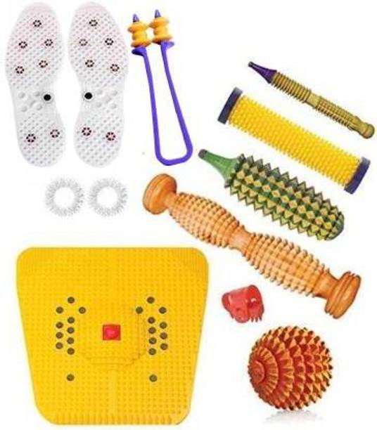 AcuHealth NDG04 2000 Acupressure Tools Kit Combo with Power Mat Massager Pyramidal cuts + Bio-Magnetic Power Foot Mat Pyramid-Therapy for Stress and Pain Relief Natural Care shoe shole with finger Massager