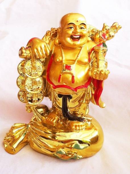 shoppingmart Siyaram Collections Laughing Buddha on Sack of Gold for good luck. Decorative Showpiece  -  6 cm