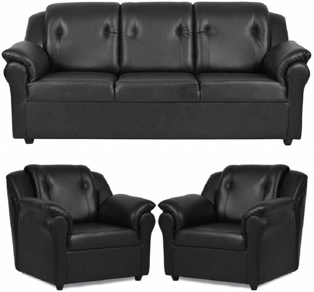 CHANDRIKA ENTERPRISES Leatherette 3 + 1 + 1 BLACK Sofa Set