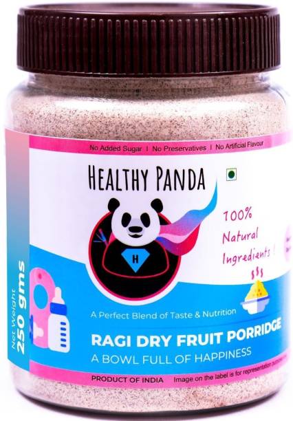 HEALTHY PANDA Organic Sprouted Ragi Dry fruit Porridge / Sprouted Ragi Porridge / Ragi Porridge / Baby Porridge / Natural Baby food / Sprouted Finger Millet Porridge / 100% Fresh & Natural (1000 Gms) 250G X Pack of 4 Cereal