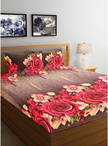 Bombay Dyeing 136 TC Polyester Double Floral Bedsheet