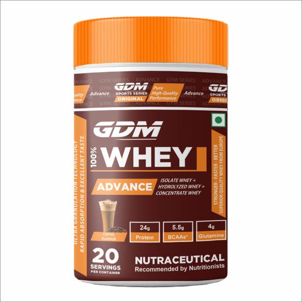 gdm nutraceuticals llp Whey Advance Protein Isolate & Hydrolyzed 20 Servings (608 g, Coffee) Whey Protein