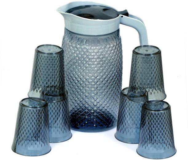 NECKTECH Beautiful Jug with 6 Pieces Glasses Set for Juice/Water Serve (2 L) N25 Jug Glass Set