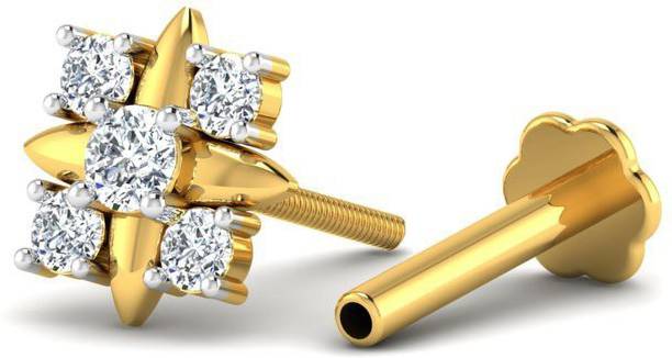 LORDS JEWELS Floret Diamond Nose Pin 18kt Diamond Yellow Gold Stud