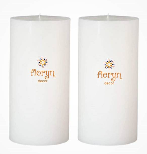 Floryn decor Paraffin Wax Pillar Candle (Set of 2) | Dripless | Smokeless | Unscented | Burning time- 60 hrs | Hand Poured | Christmas Candle Candle