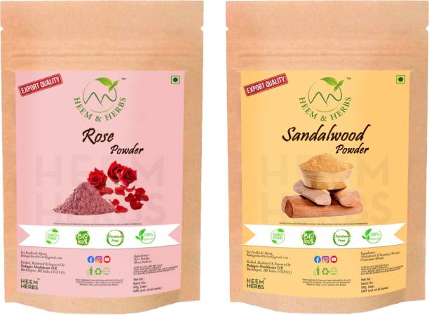 Heem and Herbs 100% Natural Rose and Sandalwood Powder Combo Pack of 2