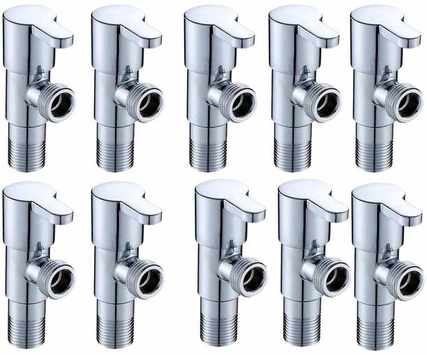 Alligator Tingle Collection Stainless Steel With Brass Disc Chrome Plated Angle Valve Cock for Bathroom for Geyser and Wash Basin Connection - Set of 10 Angle Cock Faucet