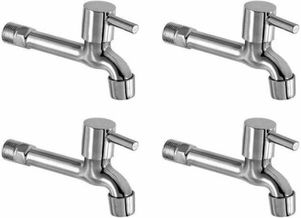 Alligator Tuna Stainless Steel Long Body Taps For Bathroom and Kitchen Taps With Chrome Finish and Quarter Turn Fitting (Chrome Plated,4 Pieces) Bib Tap Faucet