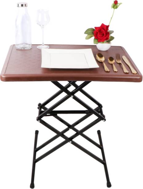 Morris Scissor Height-Adjustable Multi Purpose Plastic Top Folding Table Brown Living & Bedroom Stool
