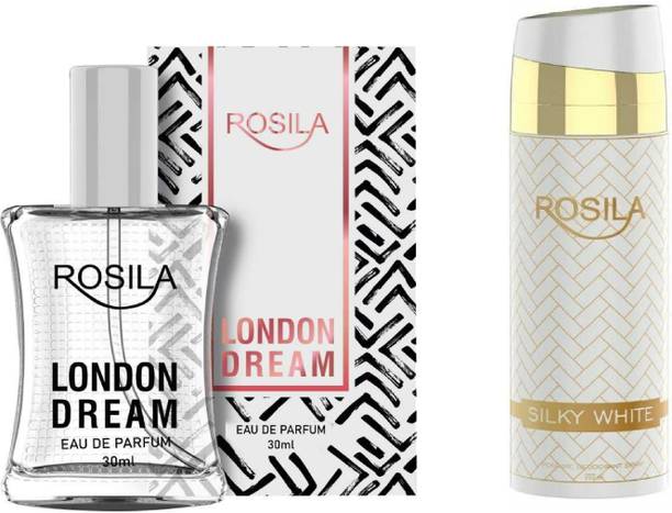 Rosila LONDON DREAMS PERFUME 30ML WITH SILKY WHITE PERFUME DEODORANT BODY SPRAY 200ML(TOXIC FREE)