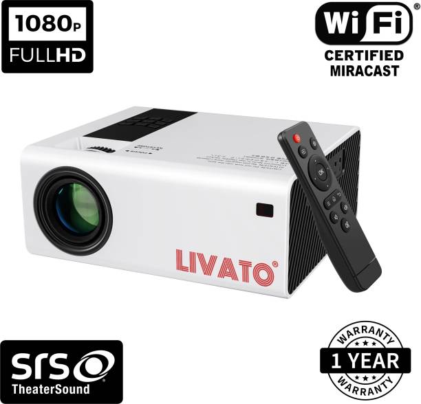 Livato Y6 Full HD 1080p Modulated at 720p 8000 Lumens High Brightness 200" Large Display WIFI Miracast Screencast (8000 lm / 1 Speaker / Wireless / Remote Controller) Portable Projector