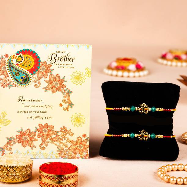 ARCHIES Religious RK_RC_6050_6050 Assorted Rakhi, Greeting Card, Chawal Roli Pack  Set