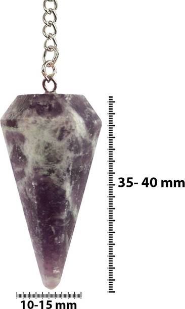 REIKI CRYSTAL PRODUCTS Lepidolite Dowser Natural Crystal Dowser Reiki Healing Stone Pendulum Semi Precious Gemstone 6 Faceted Lepidolite Pendulum 1 Inch Approx Decorative Showpiece  -  3 cm