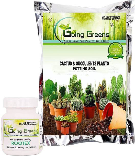 Going Greens Combo of Rootex, Rooting Harmone (25 gms) & 100% Organic Cactus & Succulents Potting Mixture