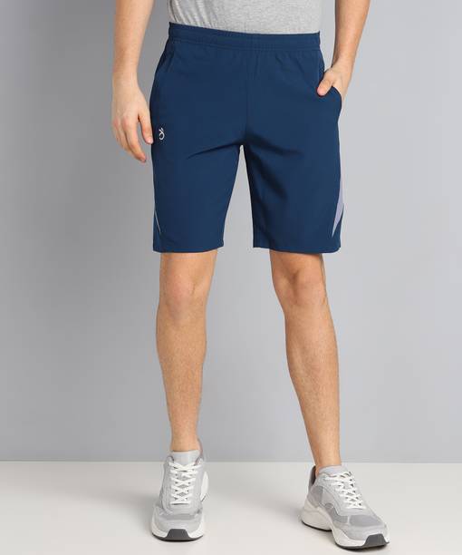 Color Block Men Blue Basic Shorts, Running Shorts