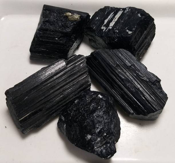 Aldmin Natural Black Tourmaline Healing Crystal Energized Raw (200 To 300 Gram) Decorative Showpiece  -  5 cm