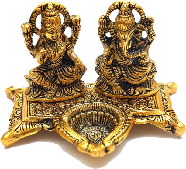 PUCHCHI laxmi ganesh ji statue murti metal finish laxmi ganesh idol Decorative Showpiece  -  11 cm