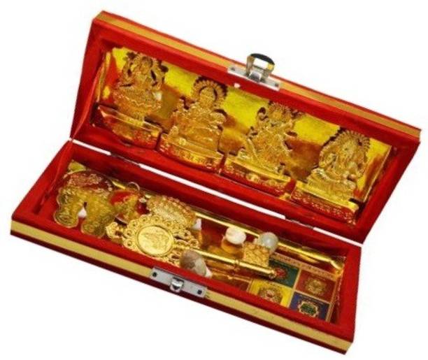 Lootnixx TIED RIBBONS Shri Dhan Laxmi Kuber Bhandari Yantra with Dorr Hanging Toran Brass Yantra Brass Yantra
