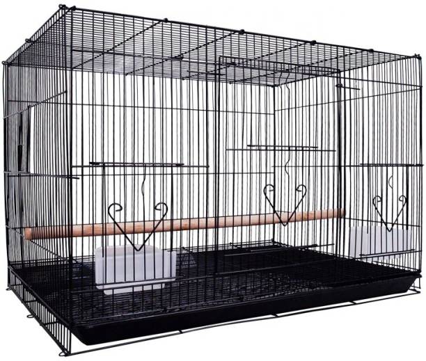 Petzlifeworld 2 Feet Black Birds Cage With Side Opening for Breeding Box, Suitable for Small Love Birds , Finches and Cannaries Bird House