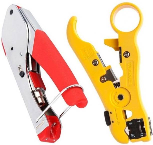 DUMDAAR rg6-stripper-tool Crimping Wire Stripping Pliers Manual Crimper