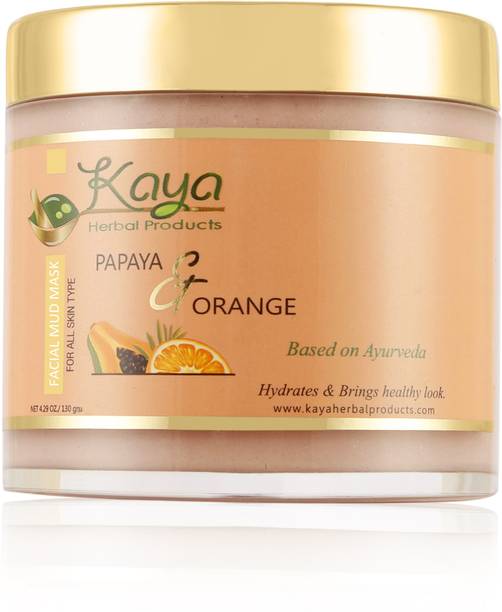 Kaya Herbal Product Organic & Ayurvedic Papaya & Orange Facial Mud Mask For Brightening/Glowing Skin/Dead Cells, Blemishes & Pigmentation, Blackhead, Spots Removal - Women & Men All Skin Types