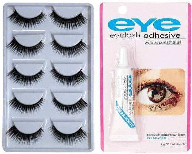 Trendy styler Eyelashes Pack of 5 Pair With Eyelash Adhesive Glue