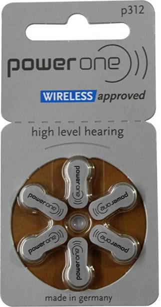 Power one P312Hearing Aid Battery Pack of 1 strips (6batteries) Size 312 Zinc Air battery Stethoscope Case