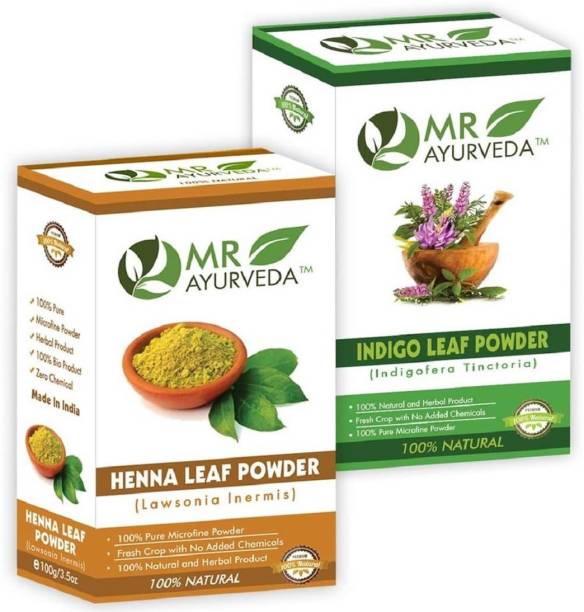 MR Ayurveda Organic Indigo Powder and Herbal Henna Powder - Combo Pack