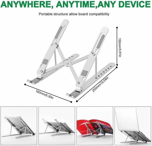 LipiWorld Laptop Stand, Laptop Holder Riser Computer Tablet Stand, 6 Angles Adjustable Aluminum Ergonomic Foldable Portable Desktop Holder Laptop Stand