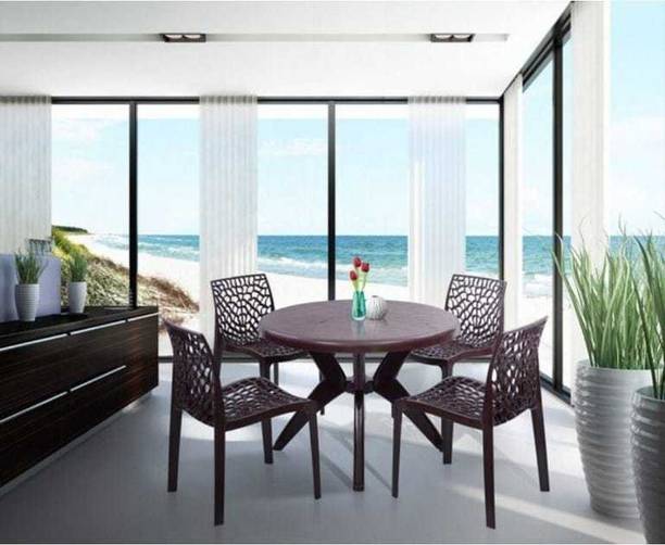 Optra WEB BROWN SET OF 4 CHAIR FULLY COMFORT nd weight bearing capacity outdoor chair Plastic Outdoor Chair