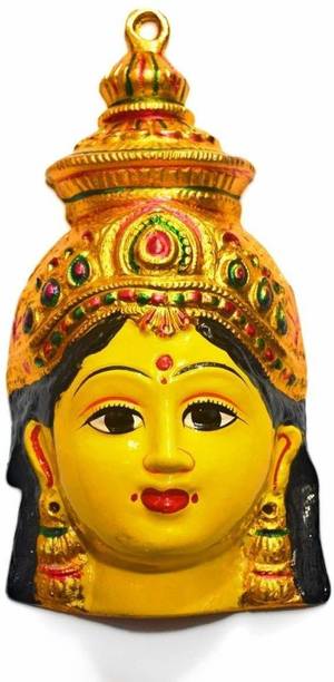 Sirgan Goddess Varalakshmi Yellow Face for Navaratri Pooja Decoration Height: 4 inches Decorative Showpiece  -  12 cm