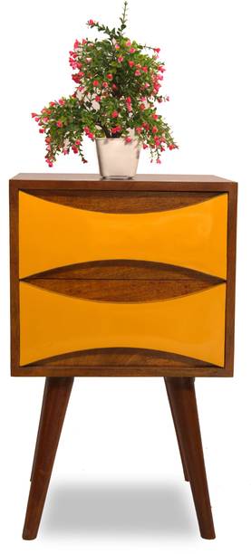 FUREON Solid Wood Bedside Table for Livingroom and Bedroom (Teak Finish, DIY) Solid Wood Bedside Table
