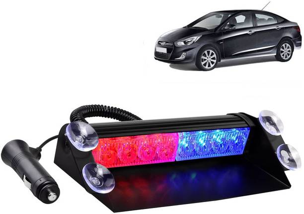 Selifaur F2L149 - 8 LED High Intensity Windshield Emergency Strobe Lights || Vehicles Interior Roof Hazard Warning LED Flash Light (Blue&Red)for Verna Fluidic Car Flashlight Holder