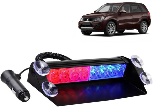 Selifaur 238 - 8 LED High Intensity Windshield Emergency Strobe Lights || Vehicles Interior Roof Hazard Warning LED Flash Light (Blue&Red)for Vitara Brezza Car Flashlight Holder