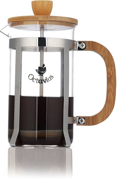Octavius French Press Coffee & Tea Maker | Heat Resistant Borosilicate Glass Body with Superior Stainless Steel Filtration System 7 Cups Coffee Maker