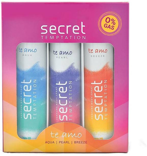 Secret Temptation Te Amo Aqua, Breeze and Pearl No Gas Perfume Body Spray Combo Perfume Body Spray  -  For Women